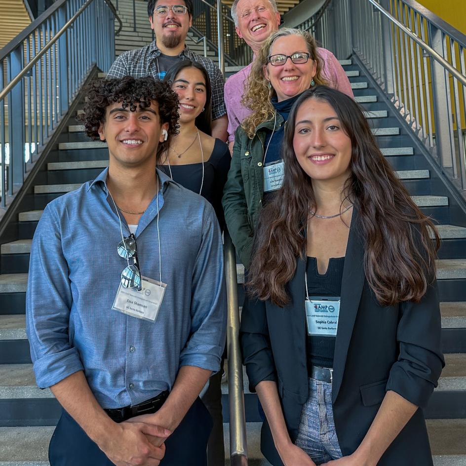  (back row to front row): Pedro Barrera, Glenn Beltz (CAMP Faculty Dir.), Erica Barandica, Julie Standish, Essa Shamsan, Sophia Cabral